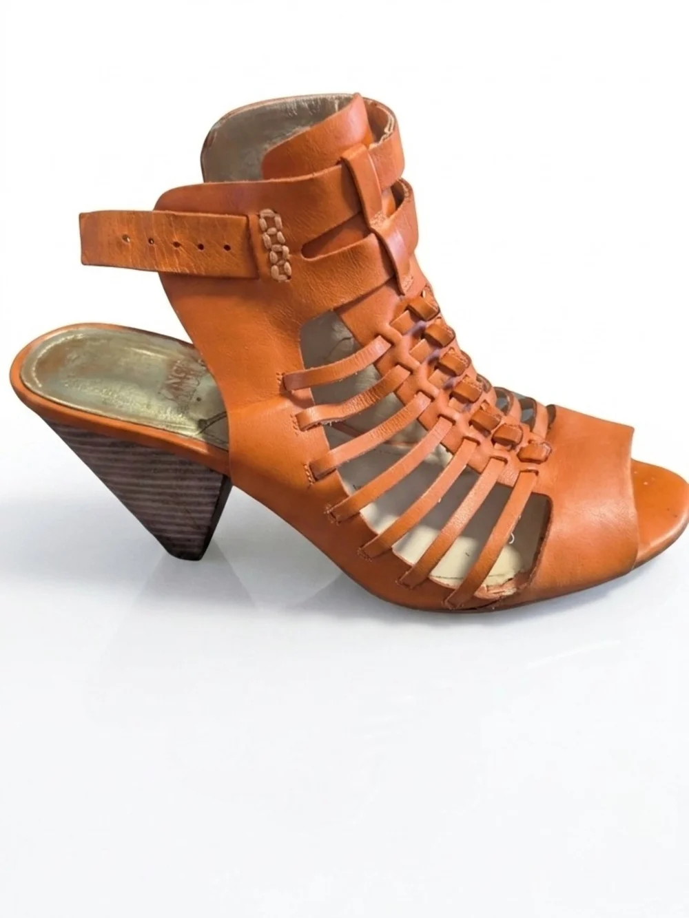Vince Camuto Estelli Tangerine Orange Leather Cage Heels Size 8.5
